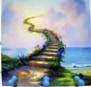 New Stairway To Heaven Key Rack 3 Hooks For Keys Towels Etc Dove Doves