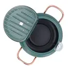 (Green)Deep Fryer Pot Style Tempura Fry Pot Double Handles Iron Cooking With Oil