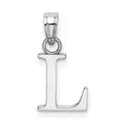 14K White Gold Polished Block Letter L Initial Pendant