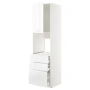METOD / MAXIMERA high cab f oven w door/3 drawers, white/Voxtorp high-gloss/white, 60x60x220 cm