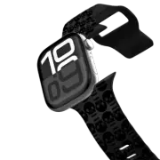 Apple Watch Series 10 (46mm) Impact Band SKULL IN THE CROWD, BLACK WATCH BAND - HALLOWEEN SKULLS SPOOKY SKELETON BLACK WHITE CREEPY PATTERN By Ebi Emporium