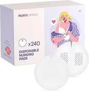 Nuliie Super Absorbent & Featherlight Disposable Nursing Pad, Stay Dry, Soft & Breathable Breast Pad for Leaking Milk, Leakproof, Individually Packaged Breastfeeding Essentials for Moms (240 Count)