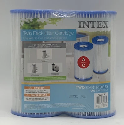 Intex Easy Set Swimming Pool Type A or C Filter Replacement Cartridges, 2 Pack