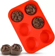 Jumbo Muffin Pan 3.5 Inch Large 6 Cup Silicone Tin Baking Food Grade Non Stick