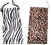 LEOPARD and ZEBRA SUNGLASSES EYEGLASSES SOFT POUCH CARRY BAG CASE (2 PIECES)