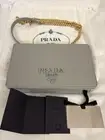 PRADA Shoulder Bag Diagonal Hanging Mini Bag Saffiano Leather Gray 1BP018 Chain