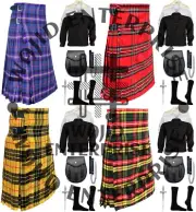 Scottish Handmade Traditional Tartan 8 Yard Kilts and Accessories for Men's