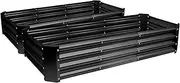 Harbour Housewares Raised Garden Bed - Anthracite - 180 x 90cm - Rectangle - Pack of 2 - Bottomless Galvanised Steel Planter Box for Growing Outdoor Plants, Vegetables, Flowers and Herbs