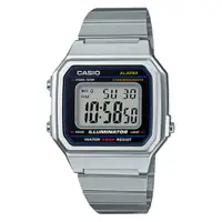 在飛比找PChome24h購物優惠-【CASIO】時尚復古文青風大型數字不鏽鋼錶-銀(B-650