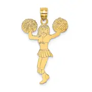 14K Yellow Gold Cheerleader W/Pom-Poms Charm