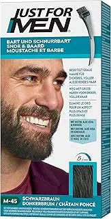 Just for Men Moustache and Beard Black Brown Colour, Eliminates Grey for a Thicker and Fuller Look – M45