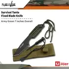 Survivor 7"army Green Fixed Blade Fixed Blade Survival Knife W Fire Starter Hk-
