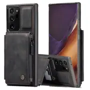 For Samsung Galaxy Note 20 Ultra CaseMe Back Zipper Wallet Case W/ 3 Card Slots, RFID Blocking, 1 Money Pocket, Credit Card Holder Leather Cover (Black)