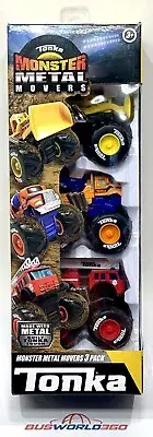 TONKA Monster Metal Movers 3 Pack - Front Loader / Cement / Fire Truck - NEW BIN