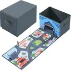 Toy Car Storage Box with 3D Play Mat Dark Grey Toy Car Storage Organizer With