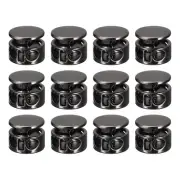 12pcs Metal Cord Locks Spring Loaded Toggle Stopper Slider Black