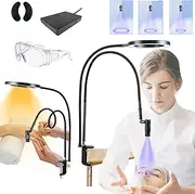 2 in 1 Uv Light Eyelash Extension Lamp UV Glue Curing Light Flexible Gooseneck Clip Desk Lamp 3 Color Modes Manicure Nail Light Uv Lash Lamp for Eyelash Extensions with Foot Pedal