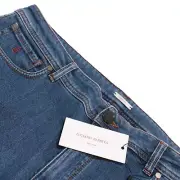 Luciano Barbera NWT Jeans Size 56 40 US In Solid Blue Cotton Blend