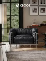 【工廠直銷-免運】 意式极简沙发椅头层牛皮CASSINA SOFA LC3全真皮高端单人休闲椅