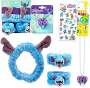 Stitch Dress Up Set for Girls - Bundle with Plush Headband with Ears and Plush Wristbands Plus Necklace, Stickers, More | Stitch Pretend Play for Kids, Boys