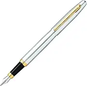 [Sheaffer] VFM Chrome Fountain Pen with Polished Gold-Tone Trim