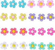 [Vagocom] 24Pcs Flower Charms Accessories for Bogg Bag, 8 Colors and 3 of Each Color,1inch/2.5cm Insert Decorative for Simply Southern Tote,Simple Modern Handbag and Rubber Beach Bag, 1inch / 2.5cm,
