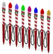 Gemmy ColorMotion Christmas Candy Cane Striped LED Pathway Lights Stakes
