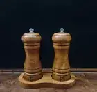 Wooden Salt & Pepper Grinder Set – Manual Mills, Adjustable Ceramic Rotor