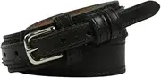 [R.G. BULLCO U.S.A. LEATHER GOODS] Men's 1-1/2" Genuine Premium Ranger Leather Belt with Snaps, Solid Buckle, Double Edge Stitch - USA Made - R.G. BULLCO