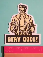 2.4" STICKER ~ Cool Dude Hand Signal with Shades, Open Jacket & 50's Hair Style