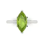 2.50 Marquise Cut Natural Peridot Wedding Bridal Promise Ring 14k White Gold