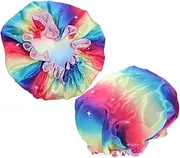 WRITWAA Elastic Women's Shower Cap Waterproof Satin Bath Shower Hat for Long Hair Soft Comfortable Bath Accessories