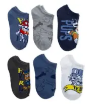 Nick Jr Paw Patrol Little Boys No Show Socks Marshall, Rubble and Chase 6pk