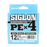 Sunline P.E Line X4 Siglon 150M P.E 0.8 12LB Dark Green (0987)