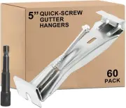 6inch Gutter Hangers (60Pcs) with Pre-Inserted Quick Screw Gutter Clips, Hidden