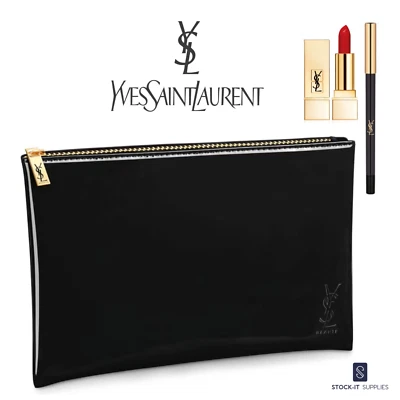 Yves Saint Laurent Beauty Bag + Rogue Pur Couture Lipstick + Eye Liner NEW