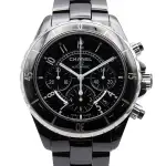 【二手名牌BRAND OFF】CHANEL 香奈兒 黑色 陶瓷 J12 CHRONOGRAPH 自動上鍊 腕錶 H0940