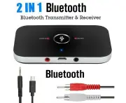 TOOGOO Bluetooth Audio Adapter-Bluetooth 4.1 Transmitter and Receiver,2-in-1 3.5mm Wireless Audio Adapter Car Kit for TV/Stereo,Headphone,Speaker