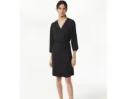Joyspun Women’s Sleepwear Mesh Trim Knit Robe, Sizes L/XL Black