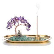 Crystal Incense Holder for Sticks, Amethyst Healing Crystal Stone Money Tree ...