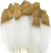36PCS Gold Dipped Feathers Natural White Feathers for Various Crafts, Baby Showe