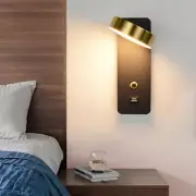 Wall Lamp LED Bedside Reading Light W/ Switch USB Charging Indoor Lighting Decor
