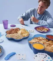 Tupperware Chip N Dip Bowl Open House 24 cup Chip N Dip Bowl Blue New