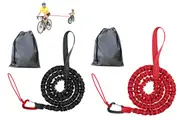 2pcs Bike Tow Rope MTB Elastic Belt Cycling Stretch Pull Strap for Long Ride Going Uphill-Red and Black