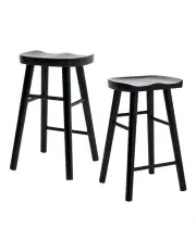 [La Bella] 2 Set Wooden Kitchen Dining Bar Stool 65cm in Black