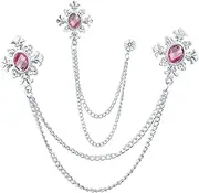 [WCRAZYE] 2PCS Long Chain Brooch Crystal Tassel Brooch Pin Gem Brooch Fashion Scarf Tie Pins for Women Men Wedding