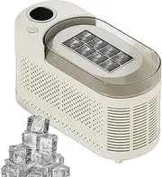 Ultra-Compact Automatic Ice Cube Machine - 15 Mins Solid Ice, Outdoor-Ready with 220V New Energy Vehicle Power Supply, Space-Saving Design(Beige)