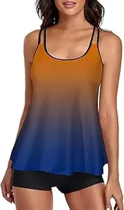 [Generic] Leopard Swimsuits for Women with Sleeves Piece Swimwear Control Tummy Swimsuits Two for Women Swimwears Tankinis Set Bathing Suits Shorts