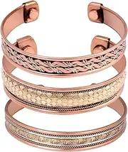 [NAISHA] Indian Copper Bracelets Hand Crafted Healing Chakra Bracelets Jewelry Cuff Gift Bangle Women Men Teen Boy (6.5, INDIAN)