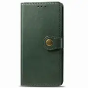For Xiaomi note10lite Retro Solid Color Leather Buckle Phone Case with Lanyard & Photo Frame & Card Slot & Wallet & Stand Function(Green)